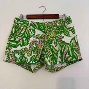 Lilly Pulitzer Callahan Cotton Shorts Green Jungle Print size 4